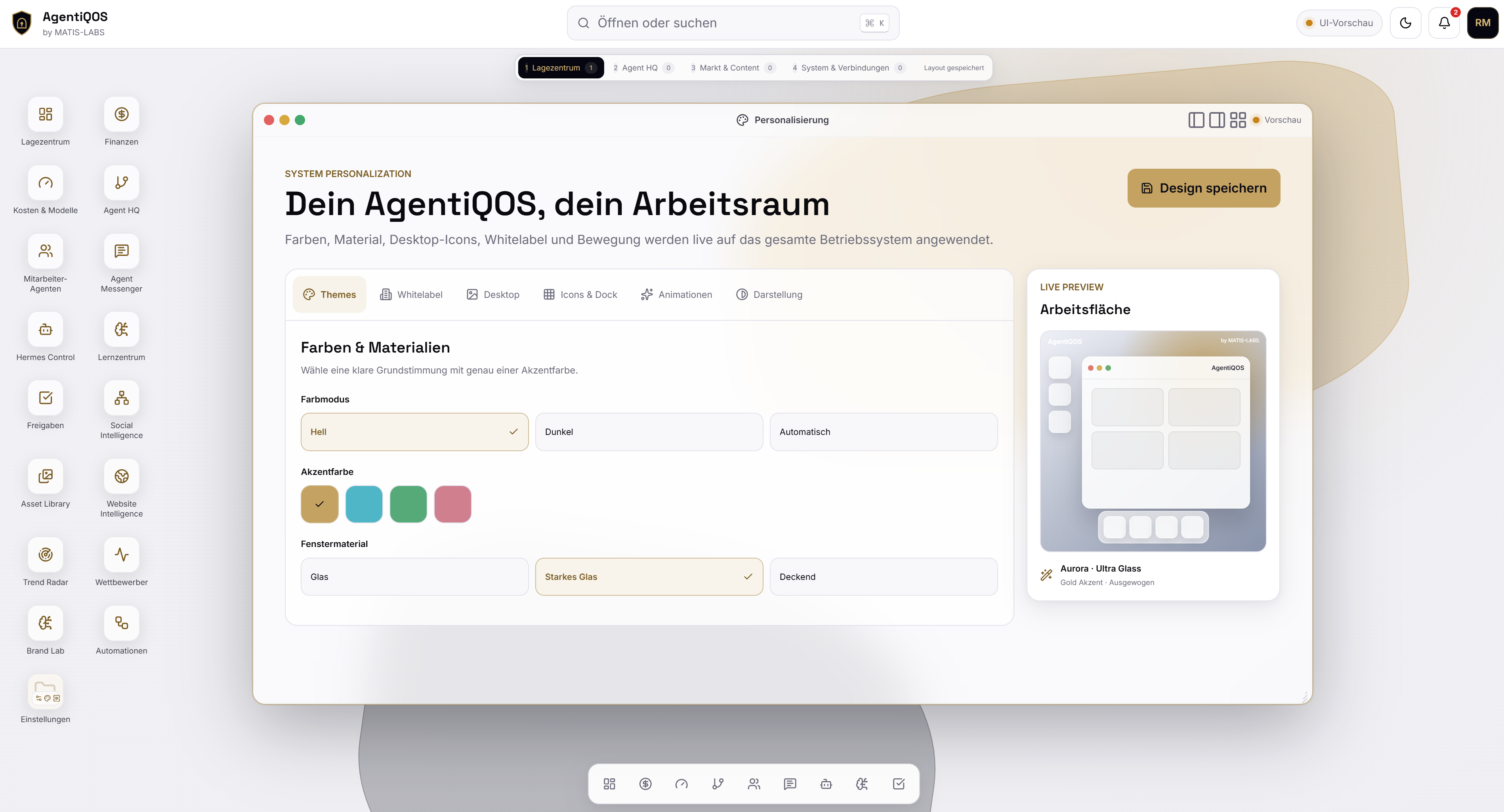 AgentiQOS Anpassung der Unternehmensinstanz