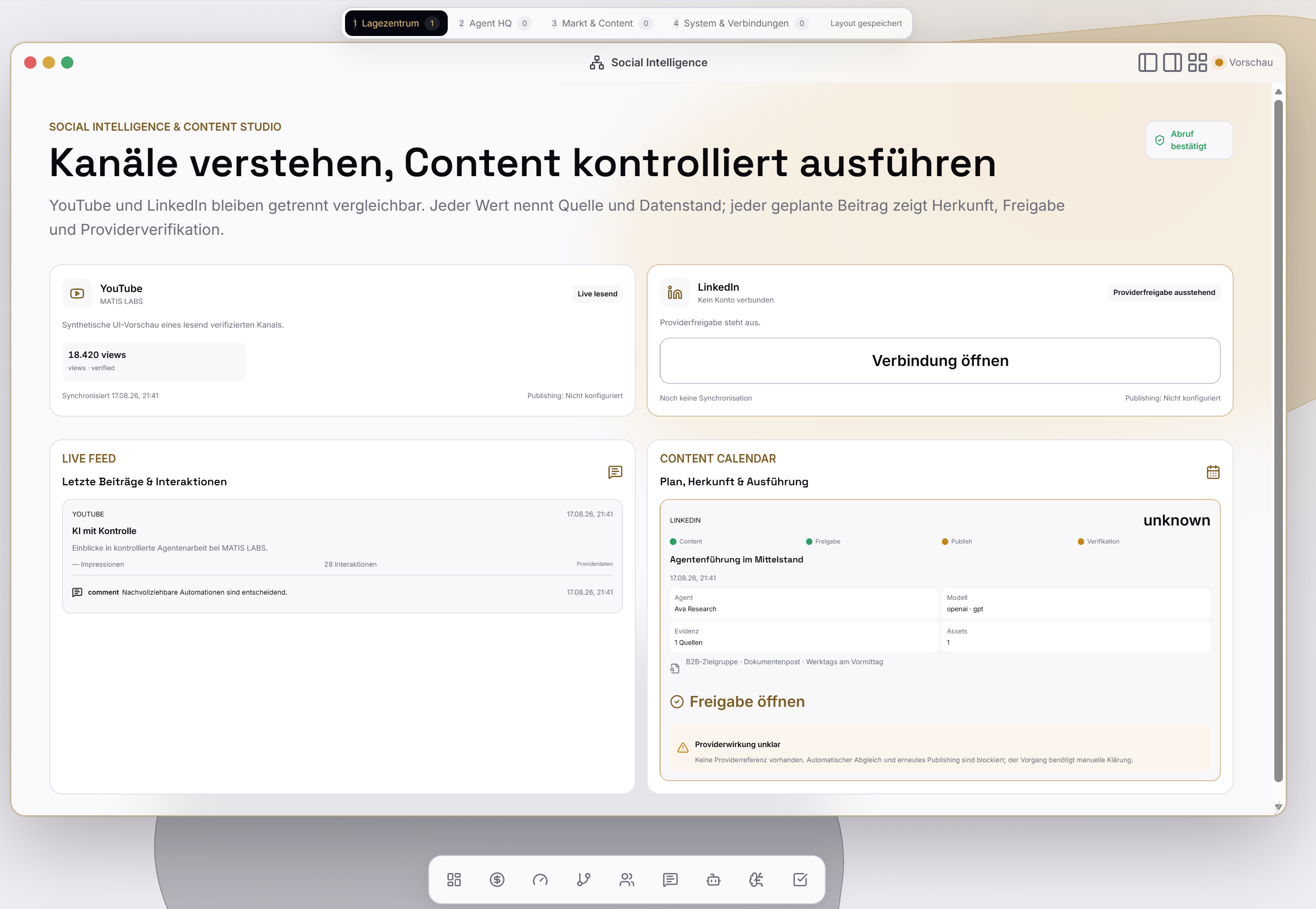 AgentiQOS Social Intelligence für Marken- und Community-Signale