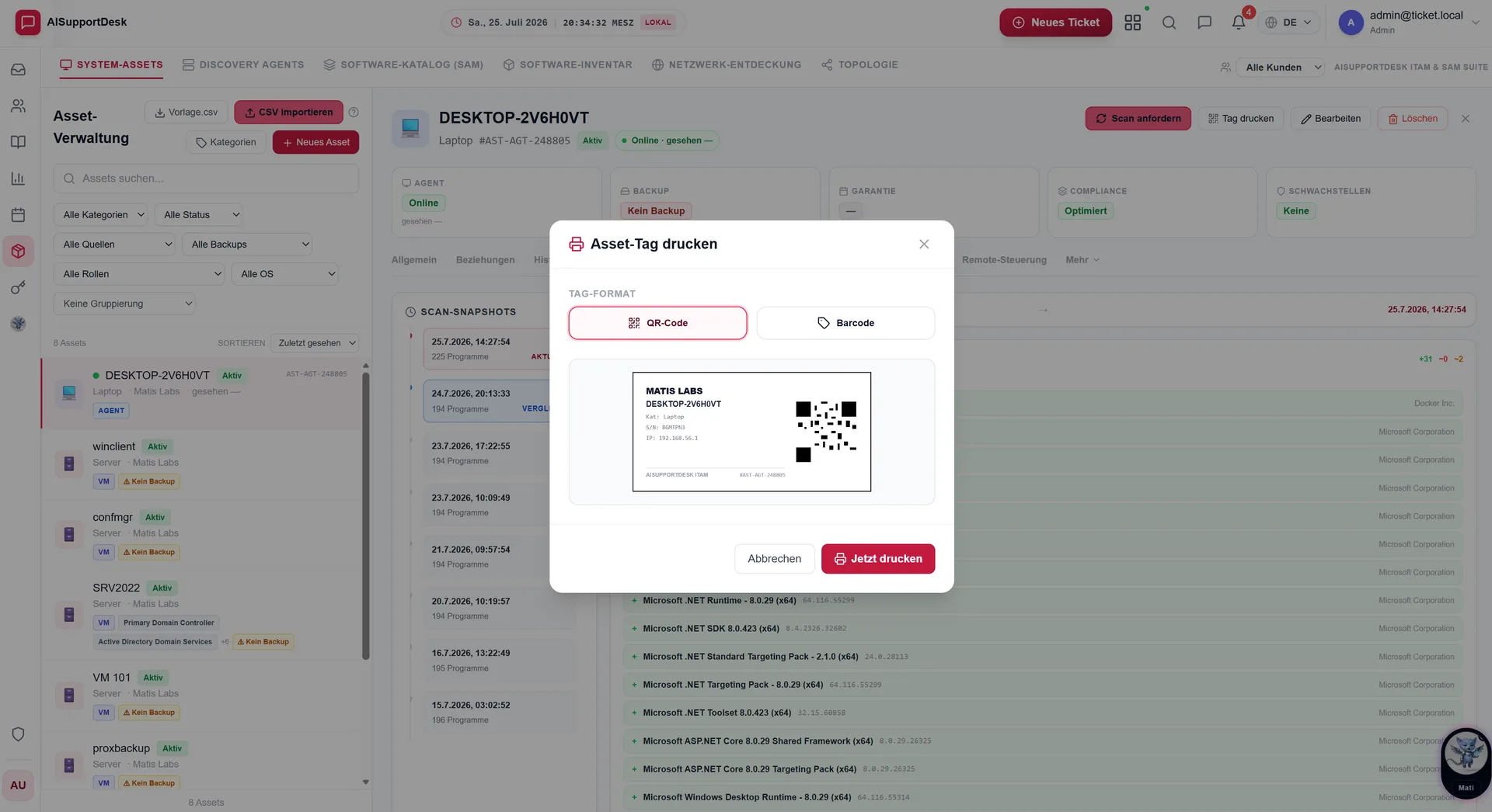 Asset-Tags für Struktur, Standorte und Filter