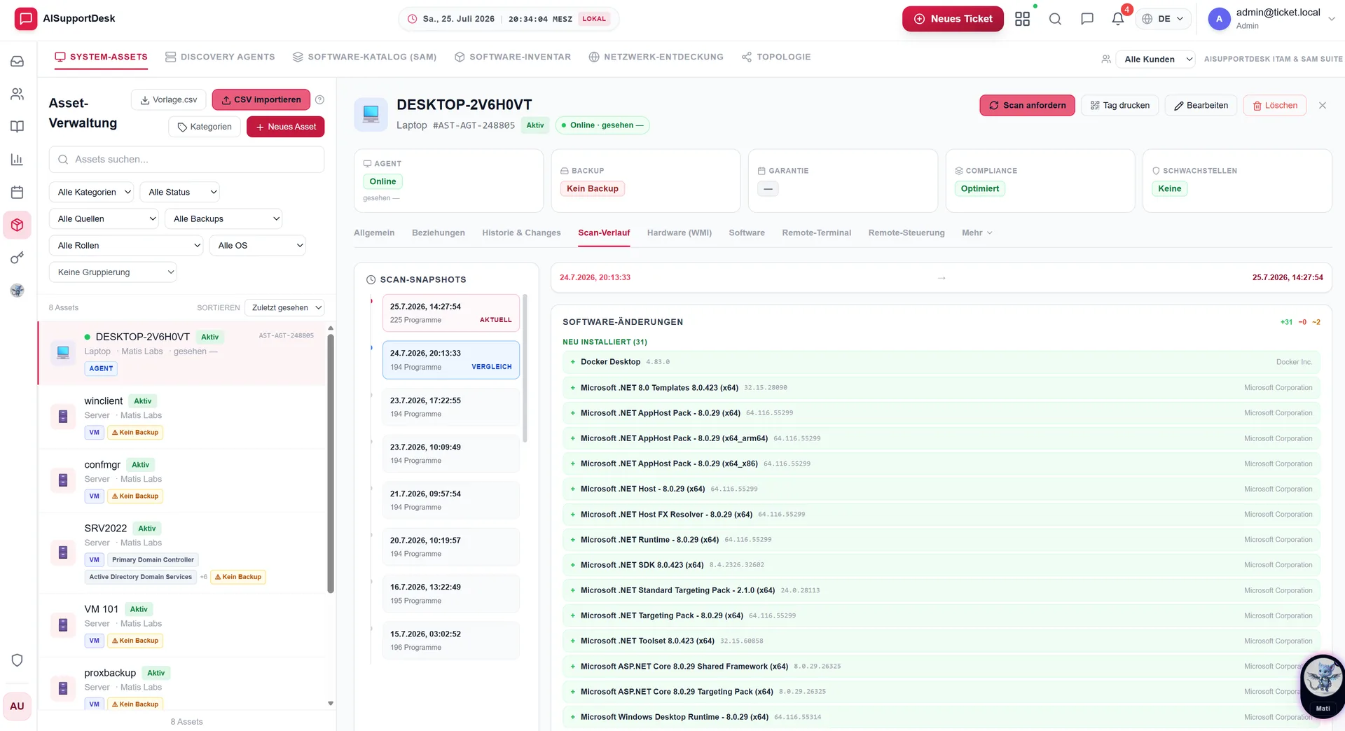 Asset-Verwaltung: das Inventar aller verwalteten Geräte