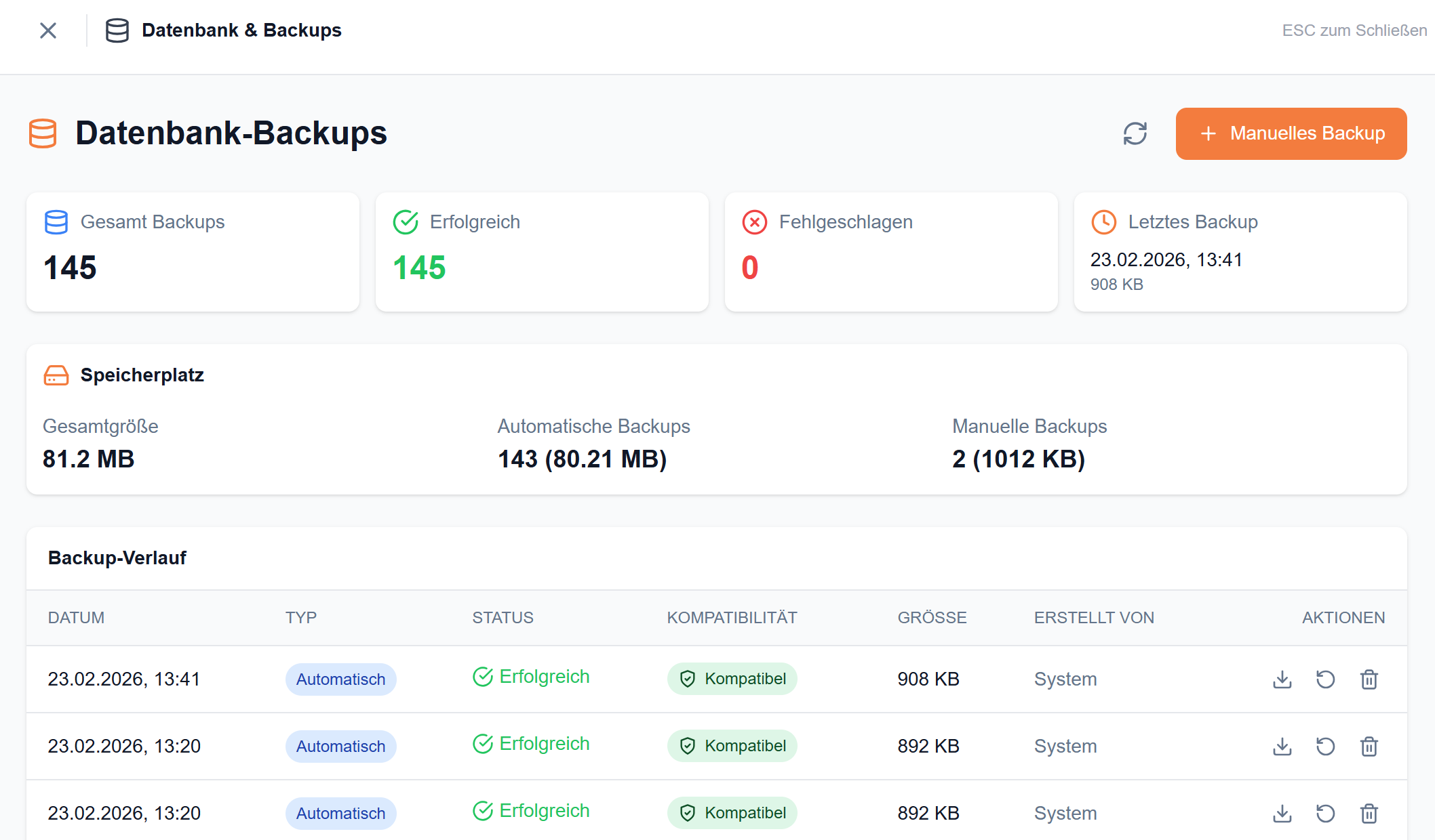 Datenbank-Backups — Automatisch & Manuell