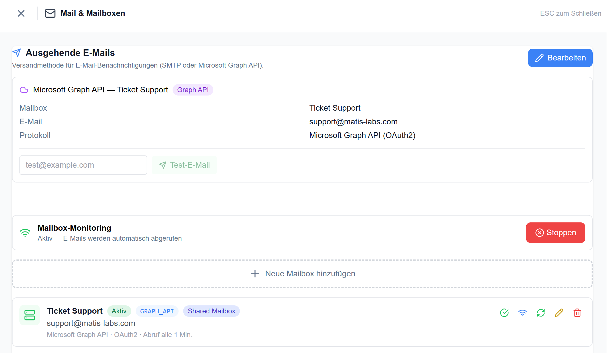 Mail & Mailboxen — Graph API, OAuth, Shared Mailbox